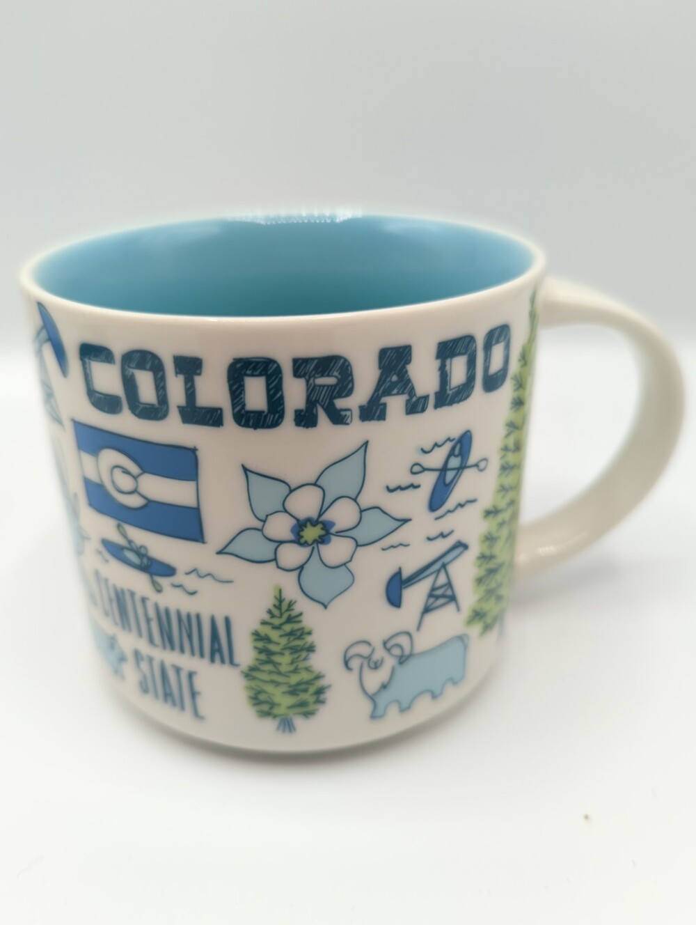 Starbucks "Been There" Colorado Ceramic Mug in Light Blue and White